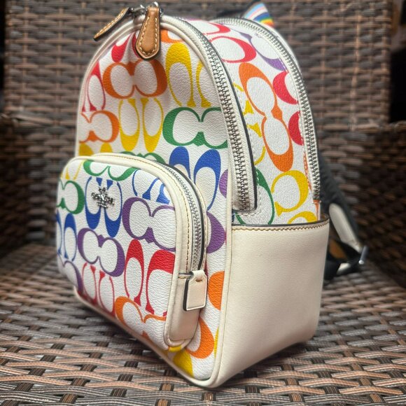 coach Mini Court Backpack In Rainbow Signature Canvas ck377 main image 6